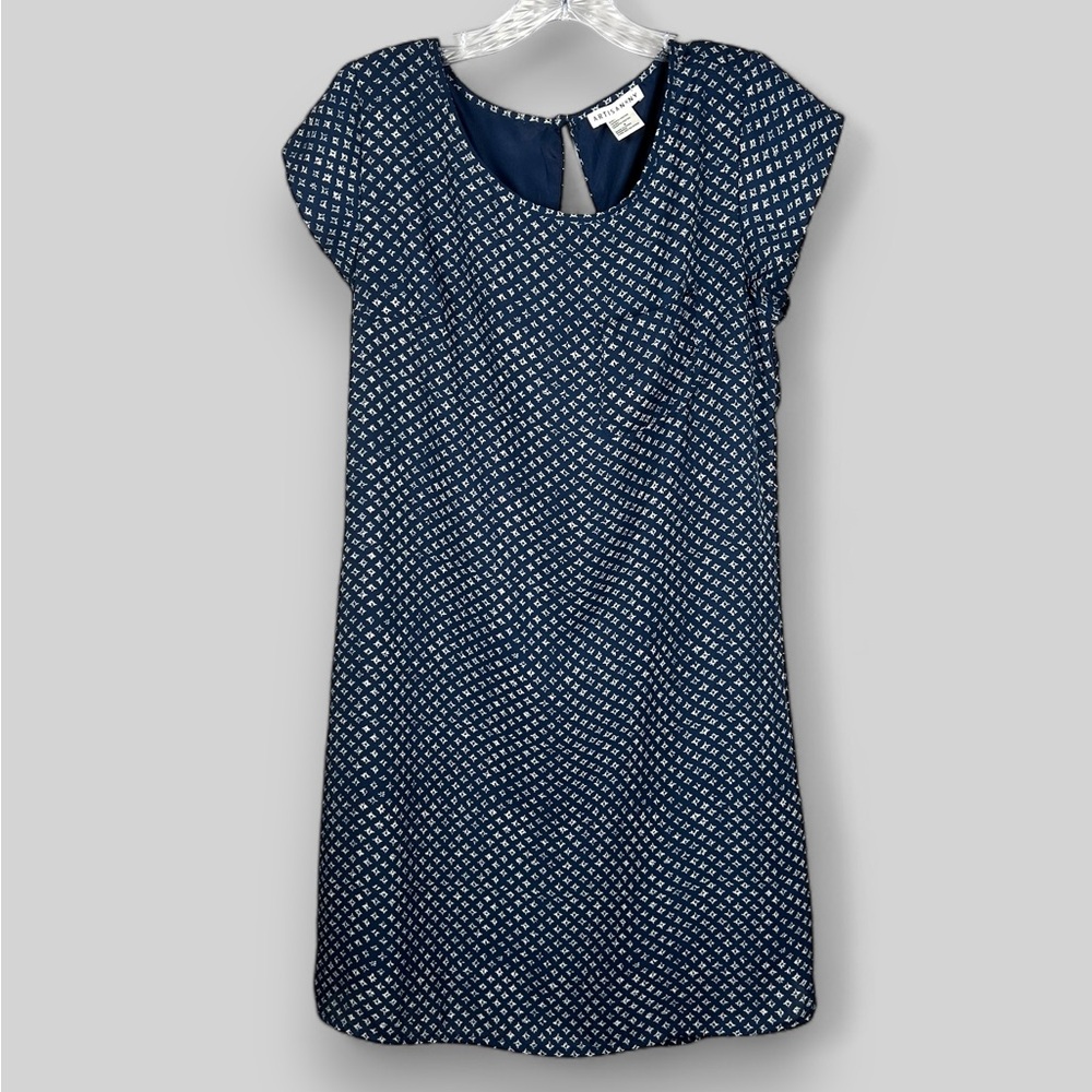 Artisan Navy Lined Shift Dress with diamond pattern sz 8 NWOT
